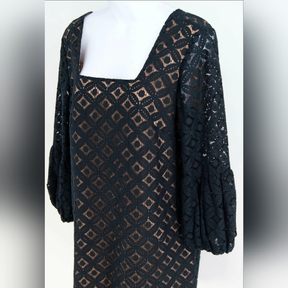 Anne Suit Anthropologie Black Patterned Long Sleeve Dress - Picture 4 of 7